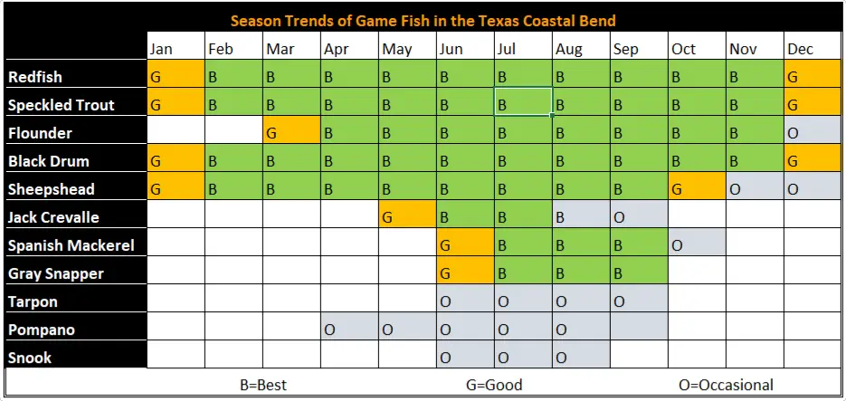 Season Fishing Trends for the Texas Coastal Bend